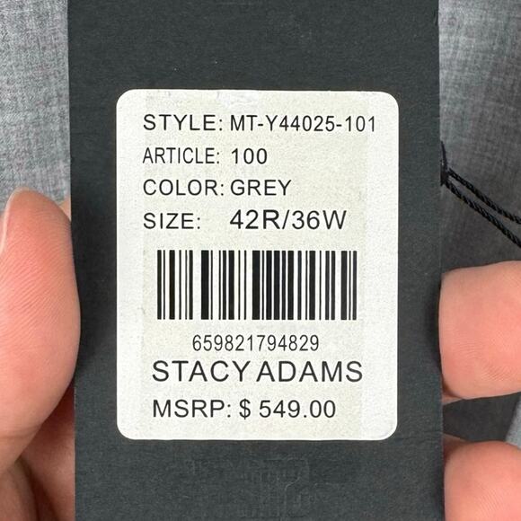 Stacy Adams Light Gray Single Two-Button Closure Suit Jacket Size 42R/36W - Picture 13 of 13